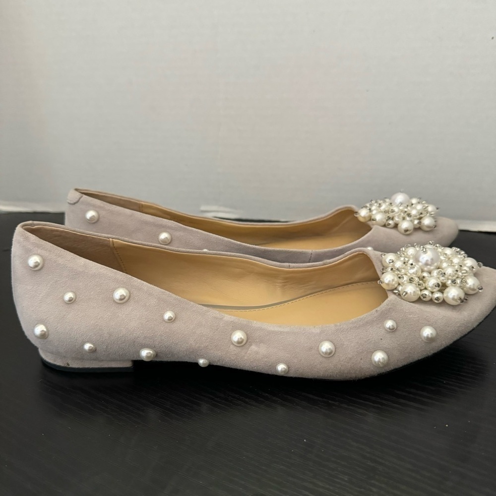 Katy Perry Collections Taupe Pearl-Embellished Flats